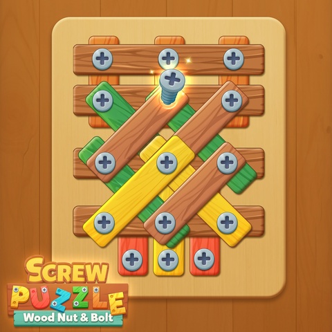 Screw Puzzle: Wood Nut & Bolt Art