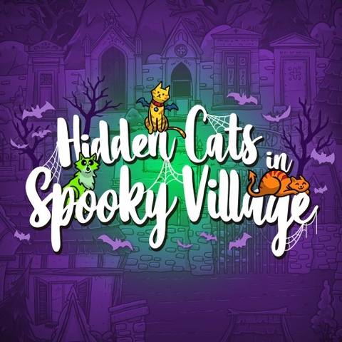 Hidden Cats in Spooky Village Art