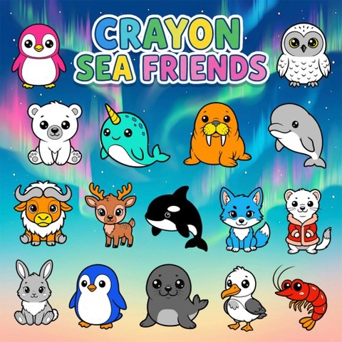 CRAYON SEA FRIENDS Art